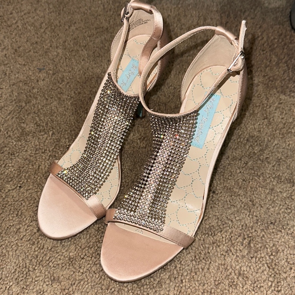 Blue by Betsey Johnson Satin Jeweled size 7.5